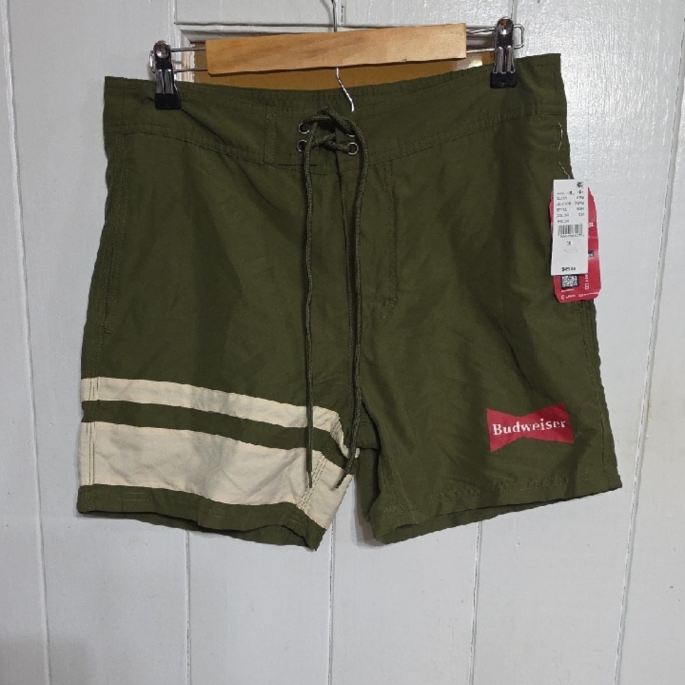 NWT Pac‎ Sun/Budweiser Men's Board Shorts Swimwear Pockets Beachwear Sz 30